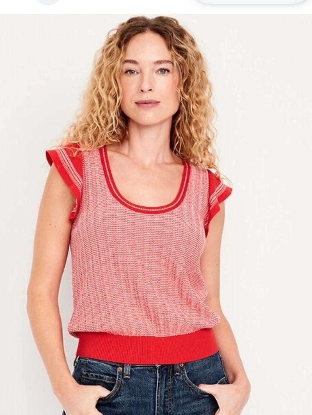Old Navy Xxl Flutter-Sleeve Sweater Tank Vest Coral Brand New - Picture 3 of 16